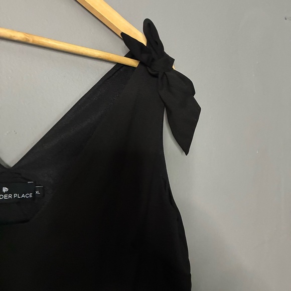 Tuckernuck Pomander Place Black Dress Bow Sleeveless V-Neck Babydoll Coquette XL - Picture 4 of 8